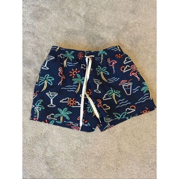 NWOT Chubbies The Neon Lights Stretch Swim Trunks Navy Blue Men's Size Small, $7 - Picture 2 of 6